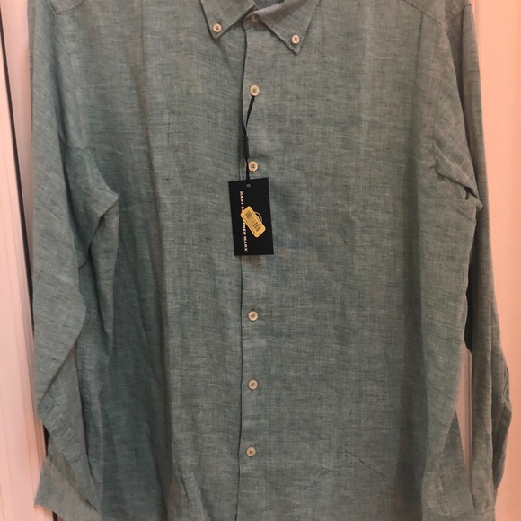 Hart Schaffner Marx Men’s Green Linen Shirt - Picture 1 of 8
